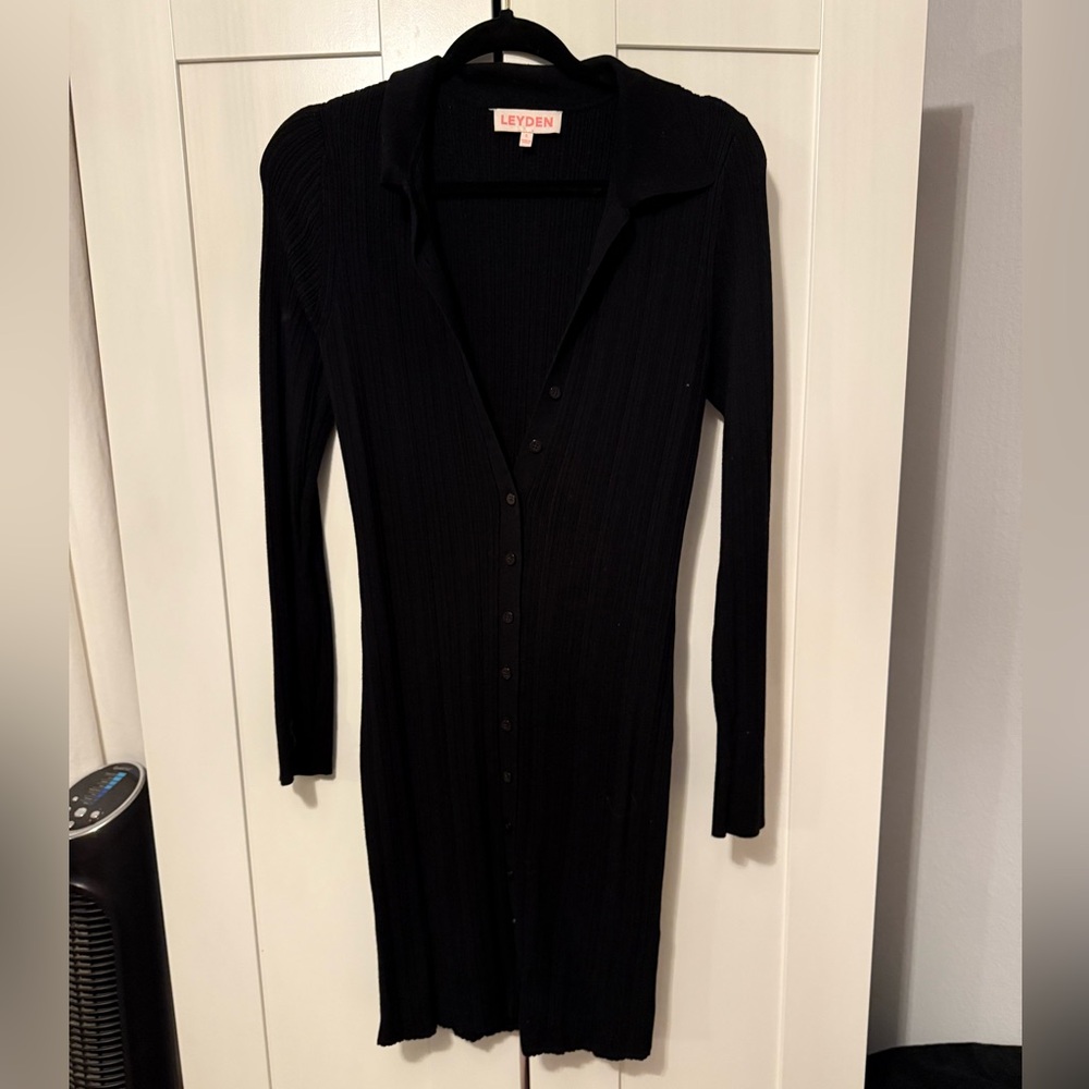 Black button up sweater dress